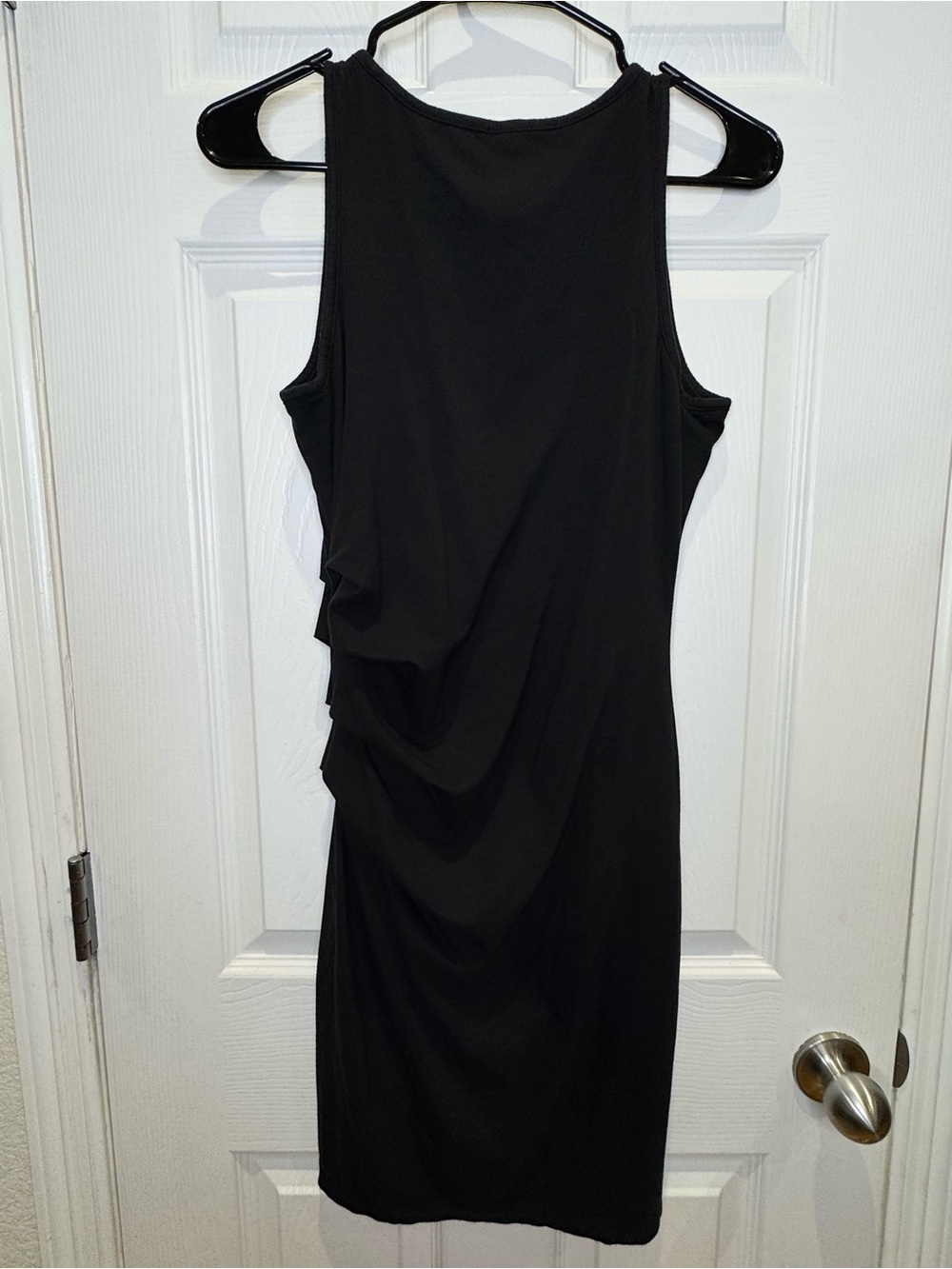 Athleta Della Black Dress Women's Small Sleeveless Side Ruched Lined